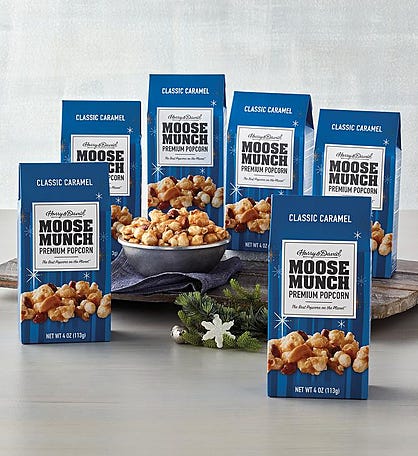 Moose Munch&#174; Classic Caramel Premium Popcorn &#8211; 4 oz 6 Pack